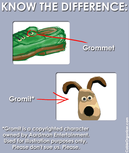 Grommet vs. Gromit (know the difference!)