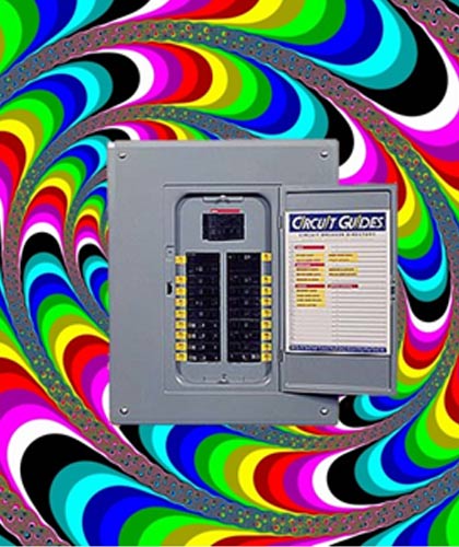 circuit breaker panel with trippy background