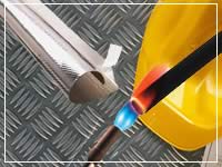 hard hat, blowtorch, sleeving and wrap