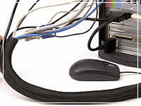computer cables in braided sleeving