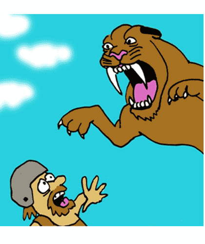 sabertooth cat versus caveman